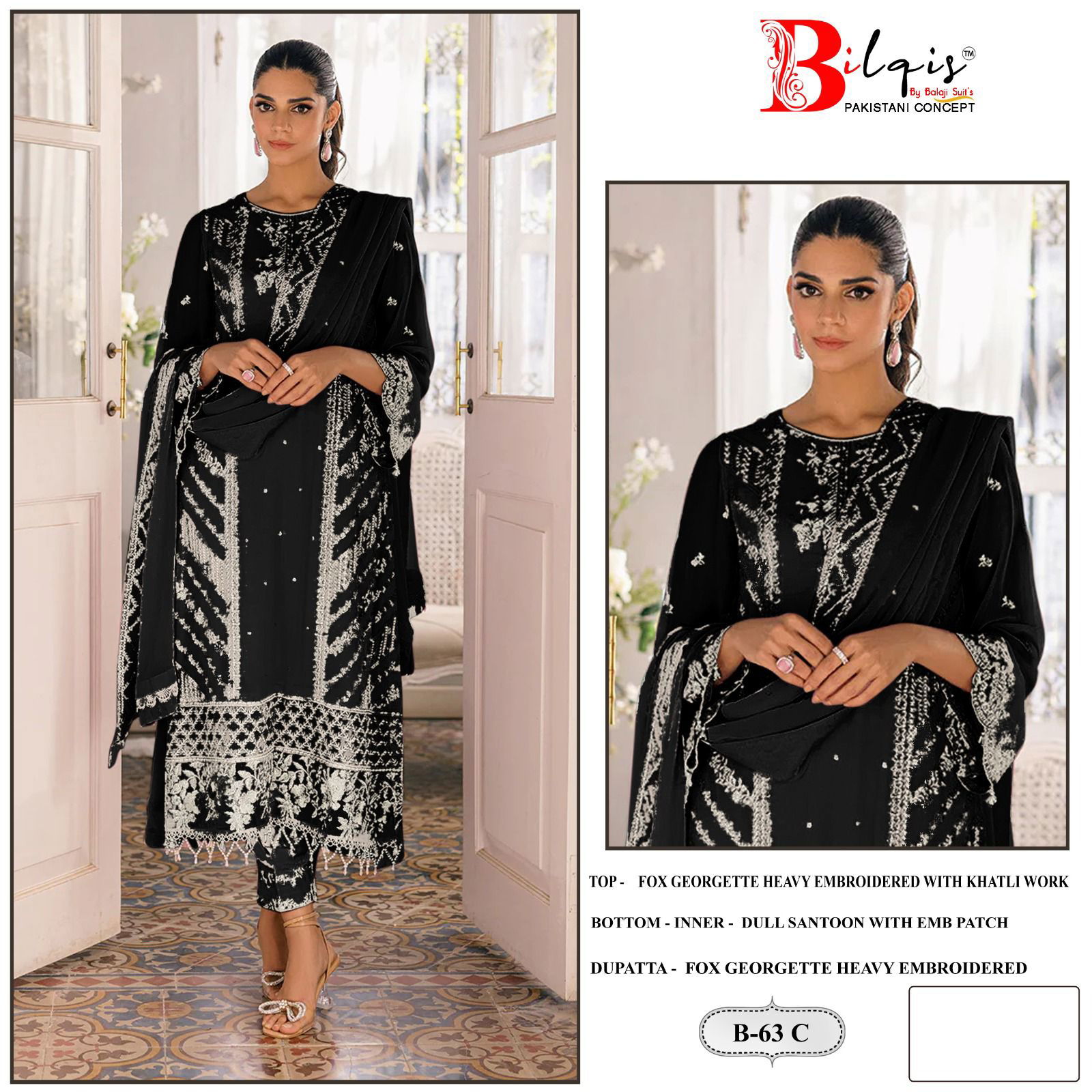 Bilqis B 63 A To D Georgette Embroidery Pakistani Suits Wholesale Shop In Surat
